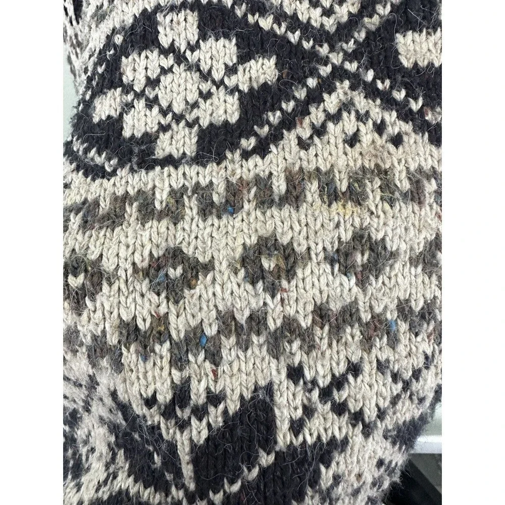 Vtg 90’s Mens Sweater Snowflake Wool Chunky Knit Sz L Nordic Fairisle Ic…​​​
